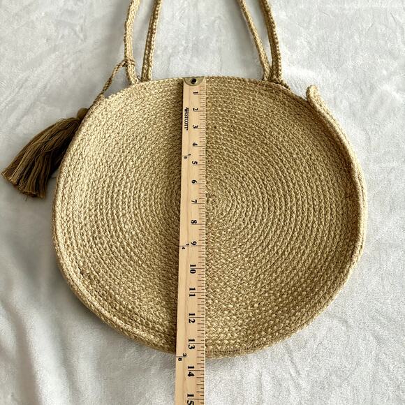 Magid Round Jute Tote Bag Shoulder Handbag Purse Shopper Boho Beach Straw Woven - Picture 8 of 10